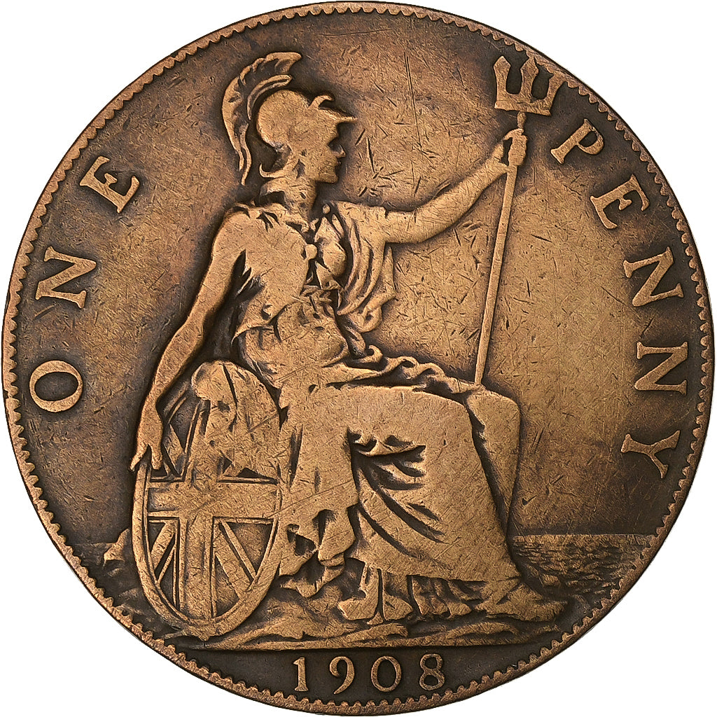 Grande-Bretagne, Edward VII, Penny, 1908, Bronze, TB, KM:794.2