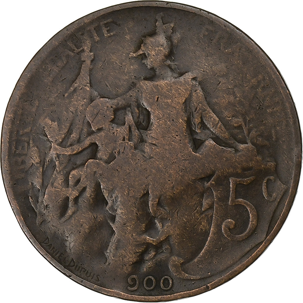 França, 5 Centimes, Dupuis, 900, Paris, Bronze, VF(20-25), Gadoury:165, KM:842