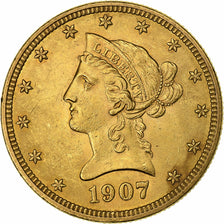United States, $10, Eagle, Coronet Head, 1907, U.S. Mint, Gold, AU(50-53)
