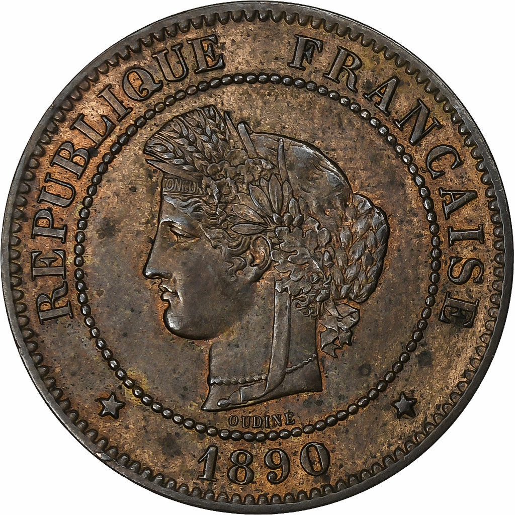 França, 5 Centimes, Cérès, 1890, Paris, Bronze, AU(50-53), Gadoury:157a