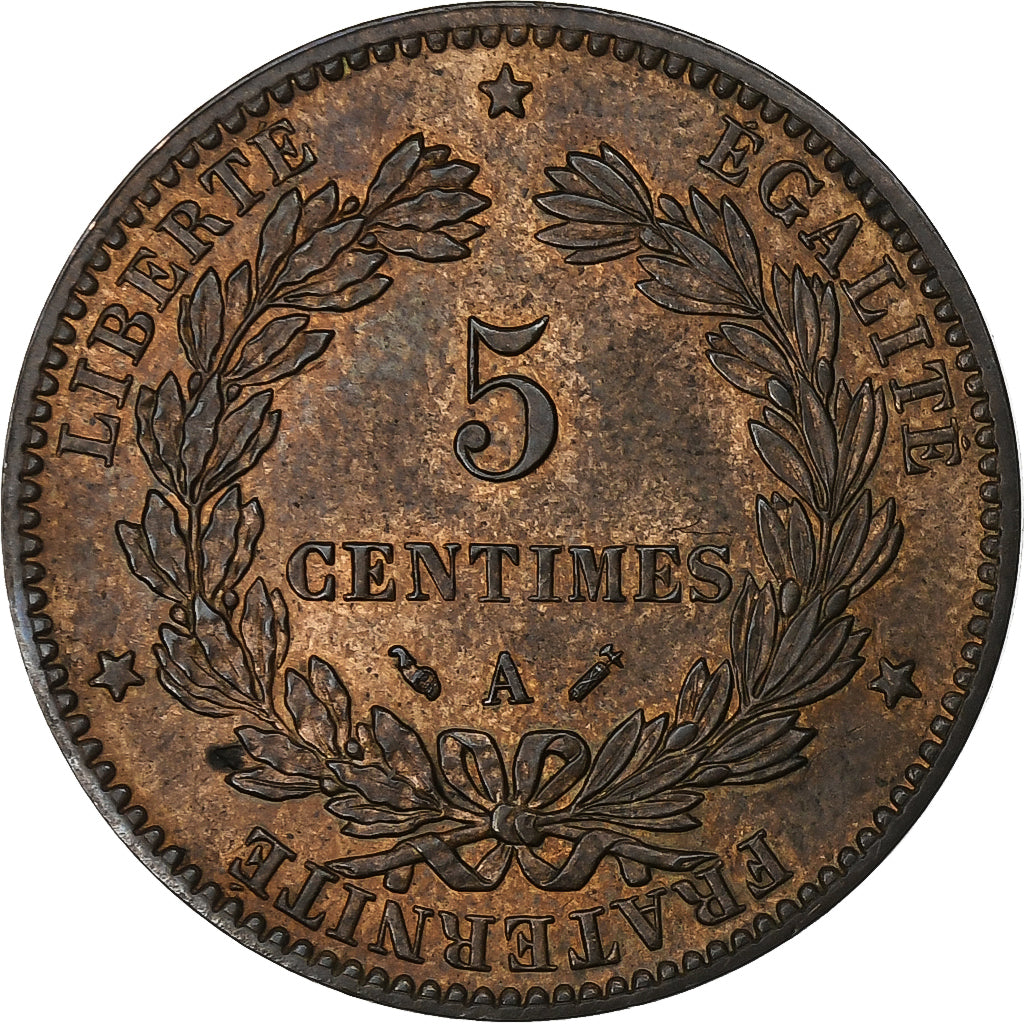 França, 5 Centimes, Cérès, 1890, Paris, Bronze, AU(50-53), Gadoury:157a