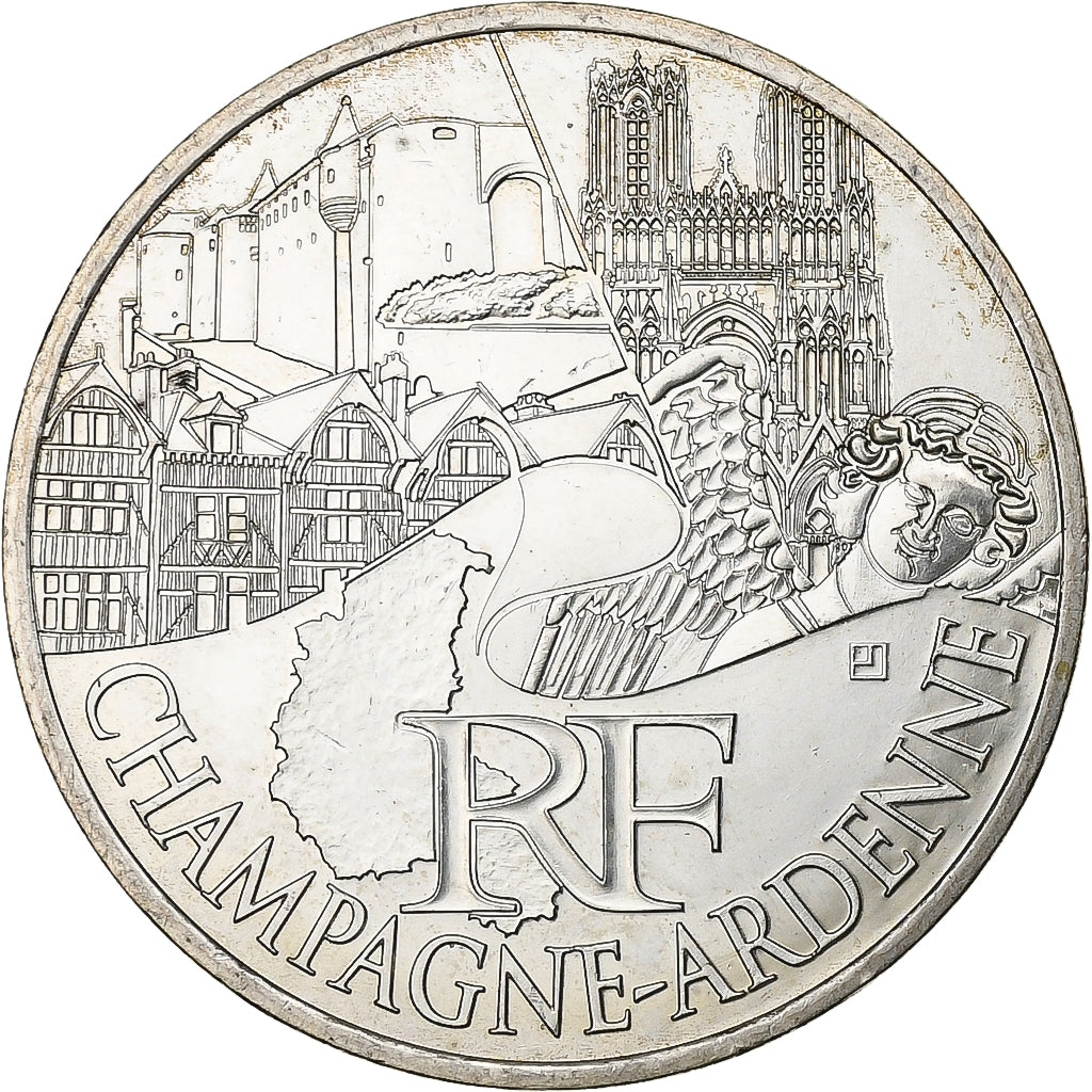 França, 10 Euro, Champagne-Ardenne, 2011, Paris, Prata, AU(55-58)