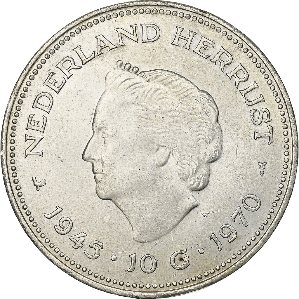 Pays-Bas, Juliana, 10 Gulden, 1970, Argent, SUP, KM:195
