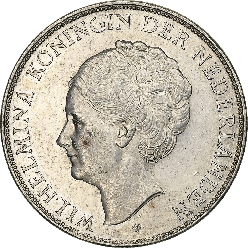 Holandia, Wilhelmina I, 2-1/2 Gulden, 1937, Srebro, AU(55-58), KM:165
