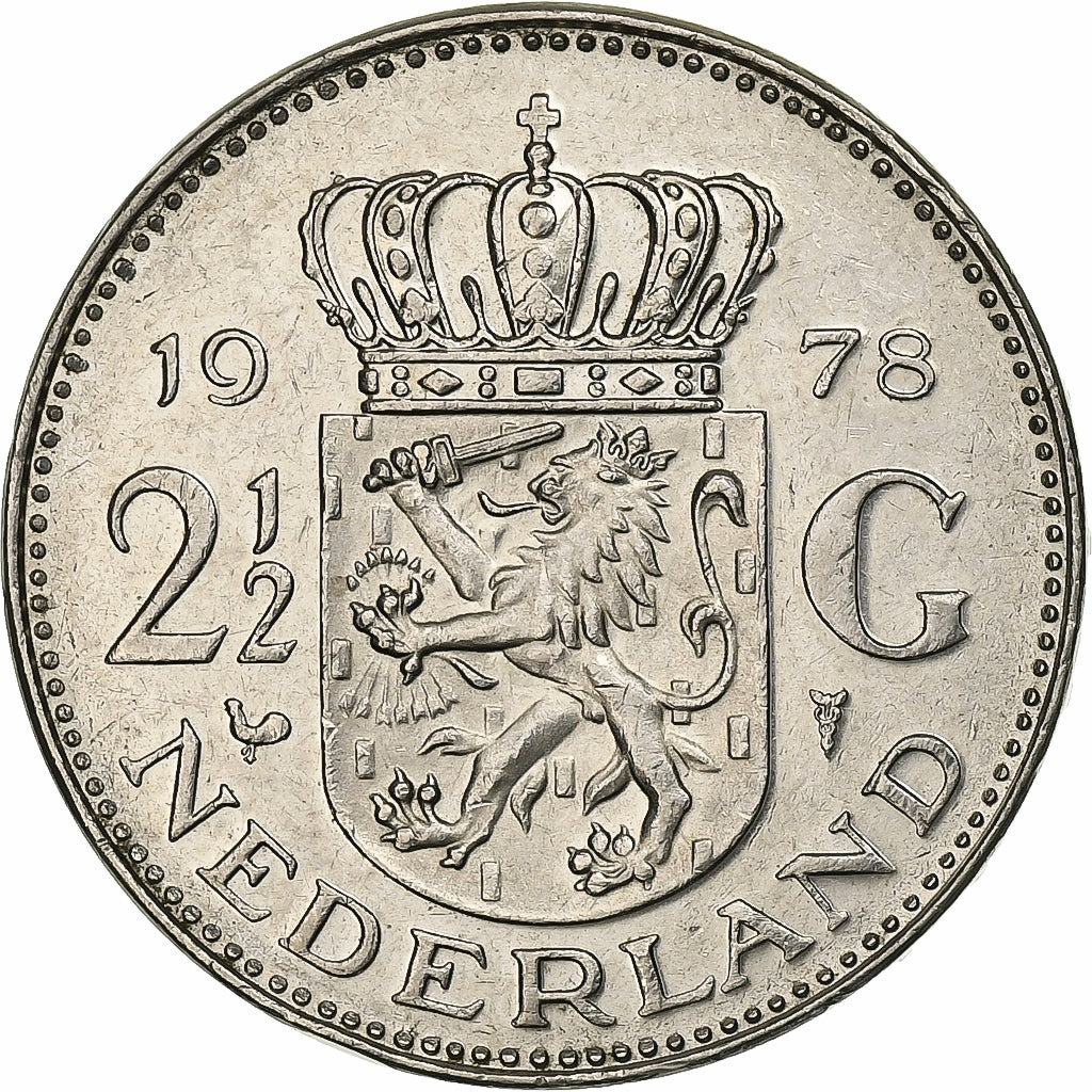 Países Bajos, Juliana, 2-1/2 Gulden, 1978, Níquel, MBC, KM:191