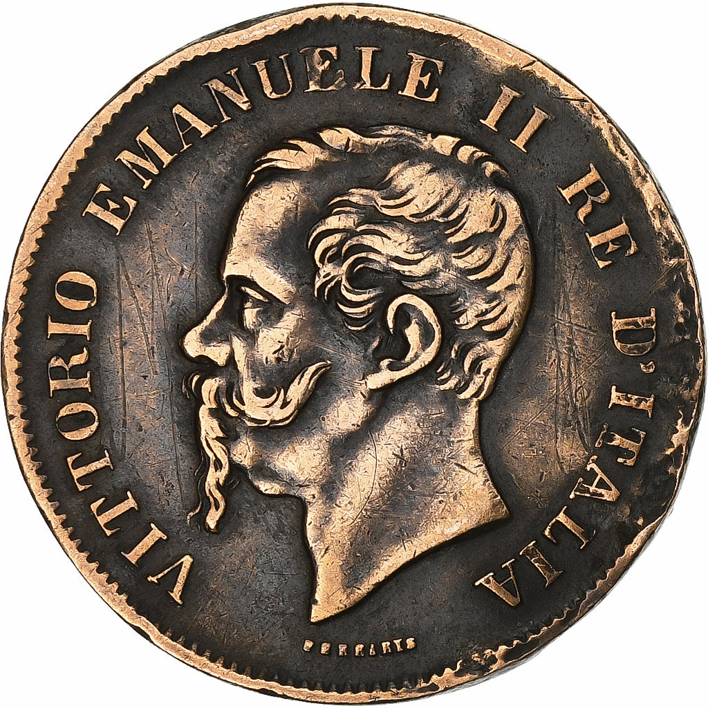 Włochy, Vittorio Emanuele II, 5 Centesimi, 1861, Milan, Miedź, VF(30-35)