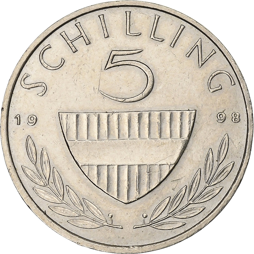Austria, 5 Schilling, 1998, Miedź-Nikiel, AU(50-53), KM:2889a