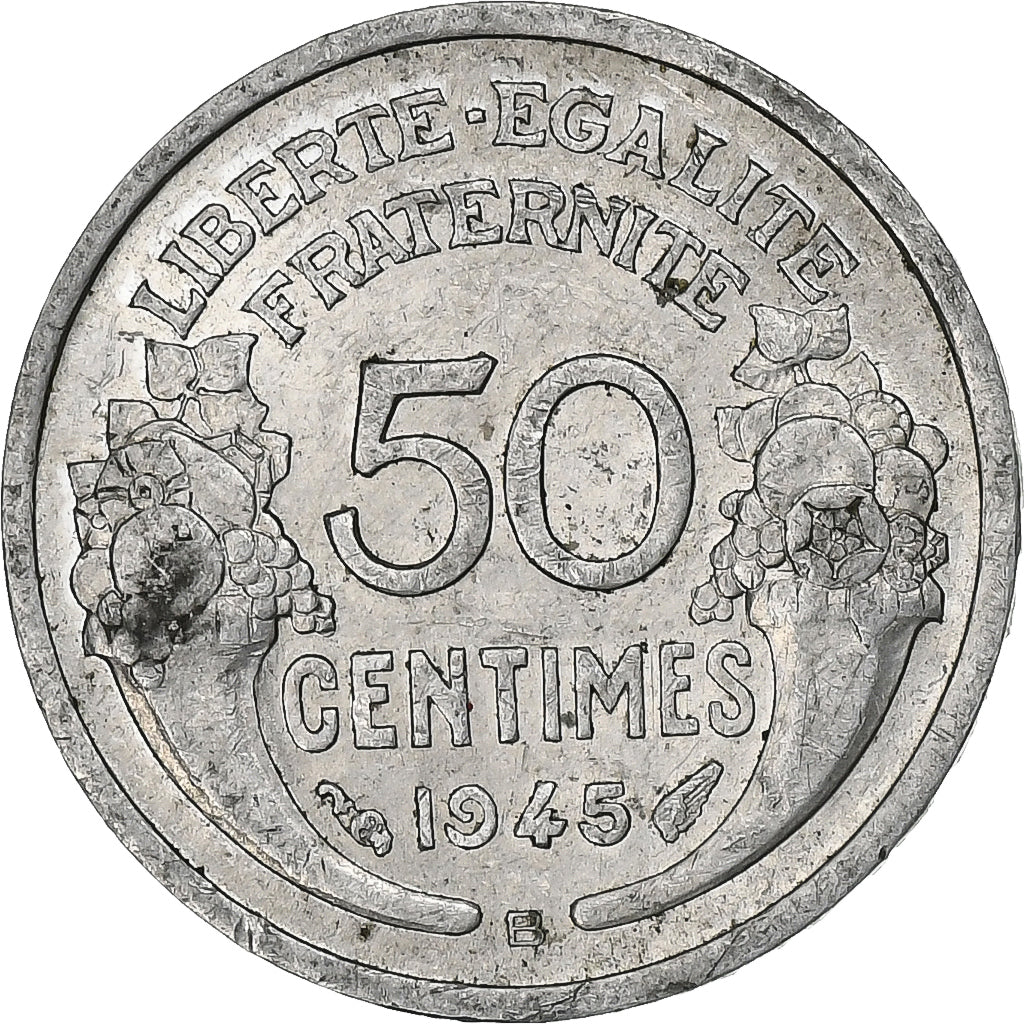 Frankreich, 50 Centimes, Morlon, 1945, Beaumont - Le Roger, Aluminium, SS