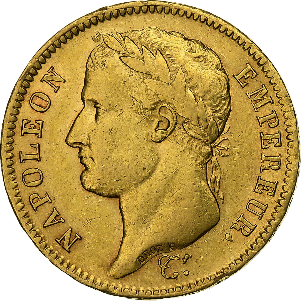 França, Napoleon I, 40 Francs, 1810, Lille, Dourado, AU(50-53), Gadoury:1084