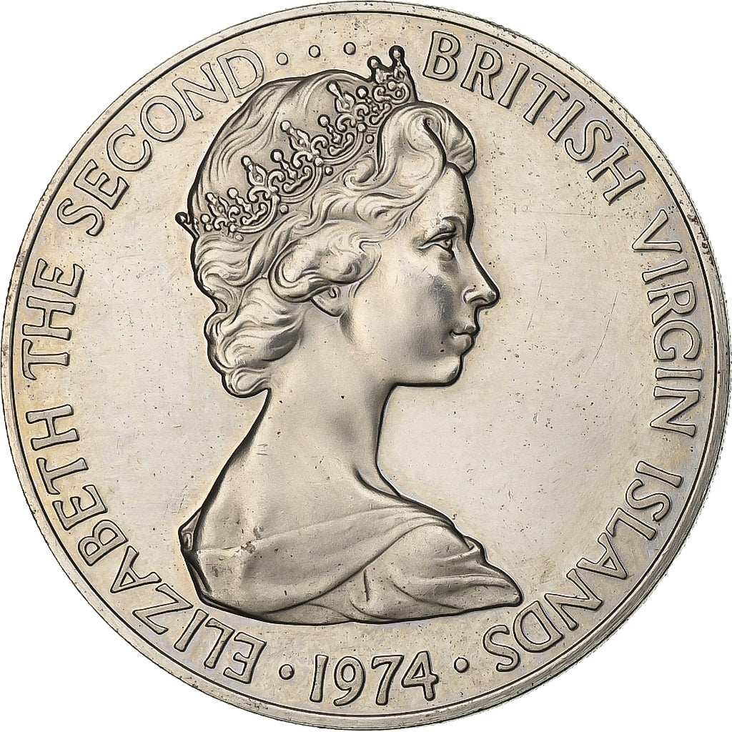 ISOLE VERGINI BRITANNICHE, Elizabeth II, 50 Cents, 1974, Franklin Mint