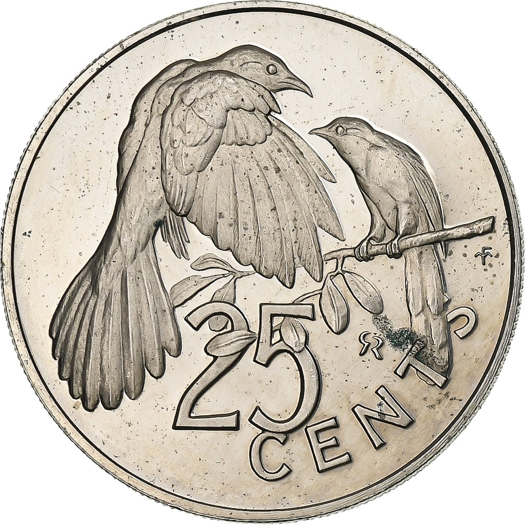 ISLAS VÍRGENES BRITÁNICAS, Elizabeth II, 25 Cents, 1974, Franklin Mint, Cobre