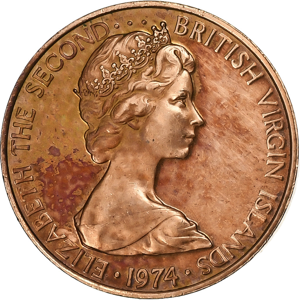 Îles Vierges britanniques, Élisabeth II, Cent, 1974, Franklin Mint, Bronze