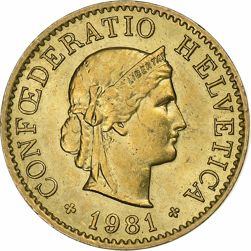 Suíça, 5 Rappen, 1981, Bern, Alumínio-Bronze, AU(55-58), KM:26c