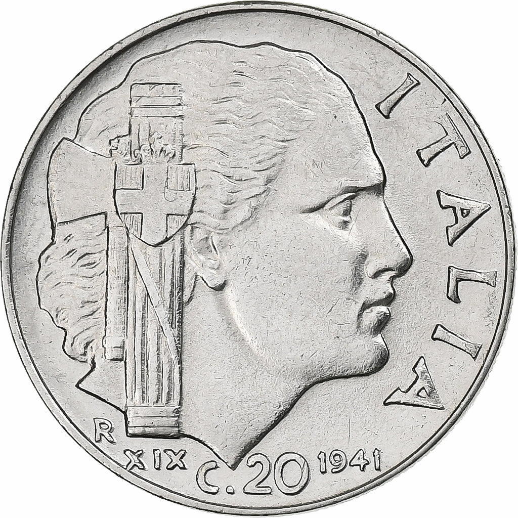 Italie, Victor-Emmanuel III, 20 Centesimi, 1941, Rome, Acier inoxydable, SUP