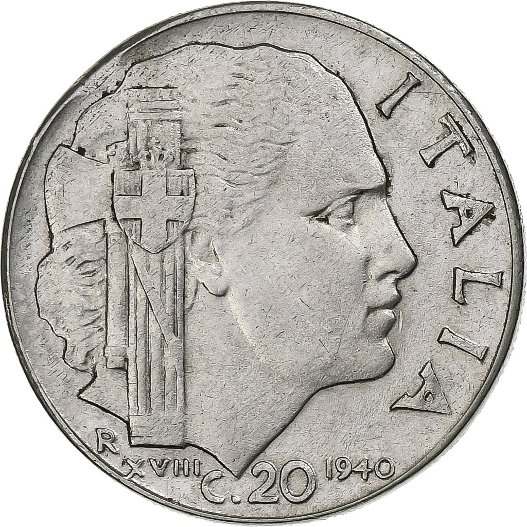 Italië, Vittorio Emanuele III, 20 Centesimi, 1940, Rome, Stainless Steel, ZF+
