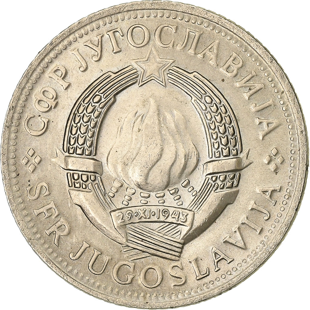 Yugoslavia, 5 Dinara, 1975, Copper-Nickel-Zinc, AU(50-53), KM:58