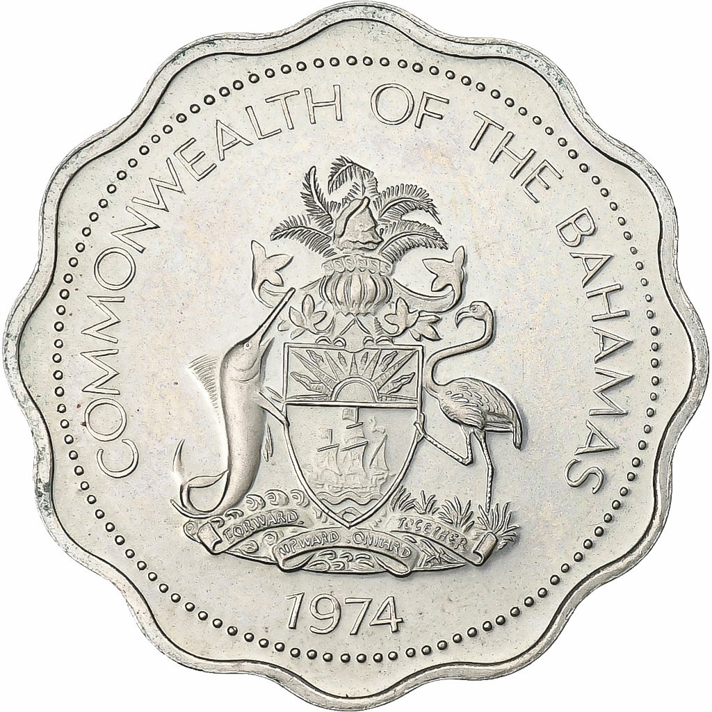 Baamas, Elizabeth II, 5 Cents, 1974, Franklin Mint, Cobre-níquel, AU(55-58)