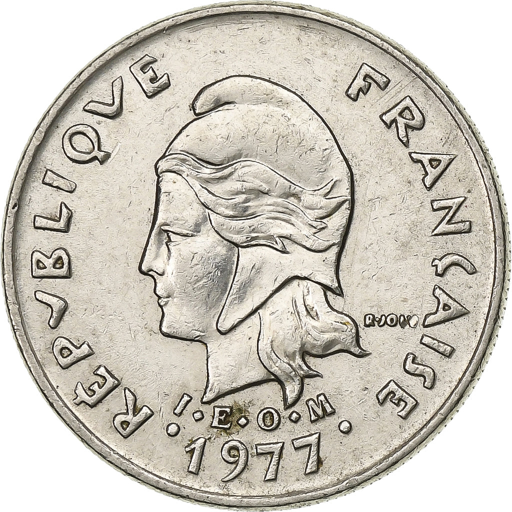 Nova Caledónia, 10 Francs, 1977, Paris, Níquel, AU(50-53), Lecompte:90, KM:11