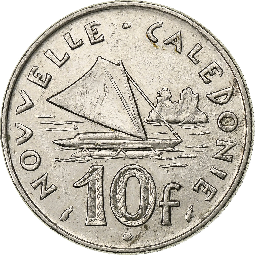 Nova Caledónia, 10 Francs, 1977, Paris, Níquel, AU(50-53), Lecompte:90, KM:11
