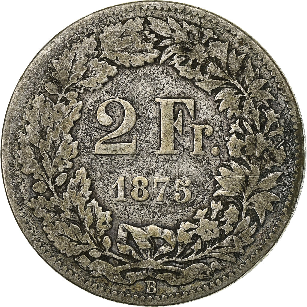 Switzerland, 2 Francs, 1875, Bern, Silver, VF(20-25), KM:21
