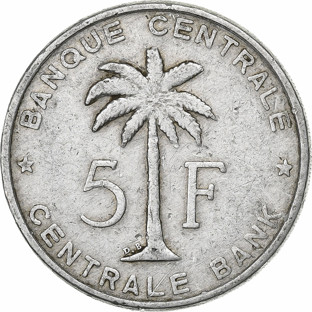 Congo belge, RUANDA-URUNDI, Baudouin I, 5 Francs, 1959, Aluminium, TB+, KM:3