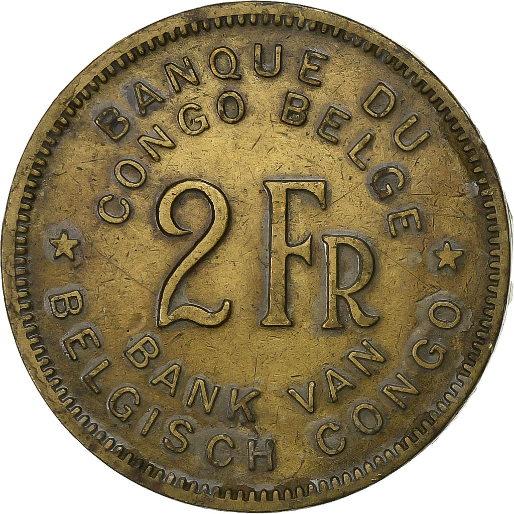 Congo belga, Régence Prince Charles, 2 Francs, 1947, Ottone, BB+, KM:28