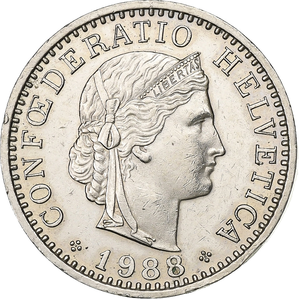 Schweiz, 20 Rappen, 1988, Bern, Kupfer-Nickel, SS+, KM:29a