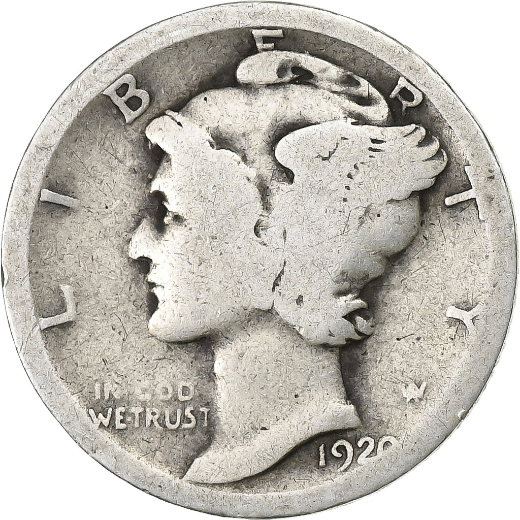 Vereinigte Staaten, Dime, Mercury, 1920, U.S. Mint, Silber, SGE+, KM:140
