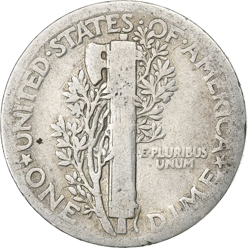 Estados Unidos, Dime, Mercury, 1919, U.S. Mint, Plata, BC+, KM:140