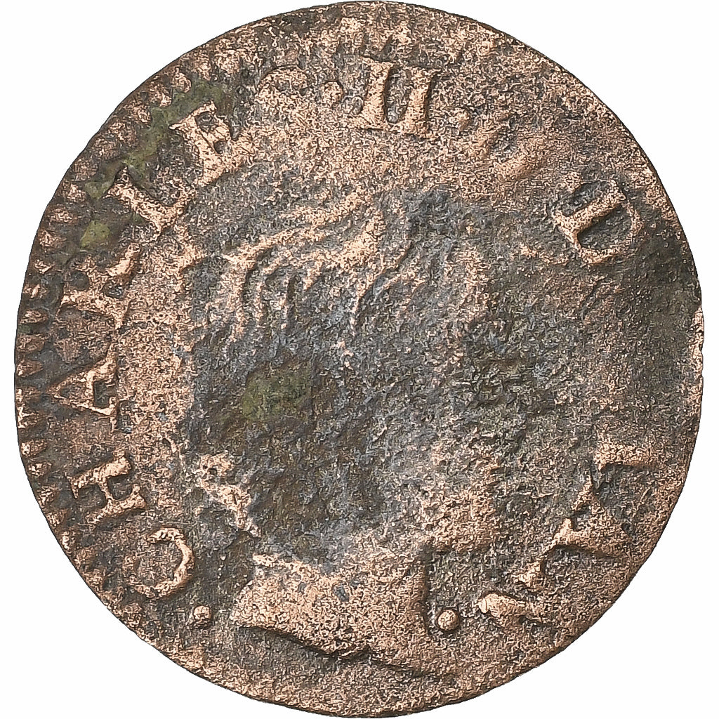 Frankrijk, CHARLES II DE GONZAGUE, Denier Tournois, 1654, Charleville, Koper