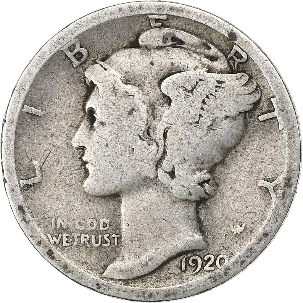 Vereinigte Staaten, Dime, Mercury, 1920, U.S. Mint, Silber, S, KM:140