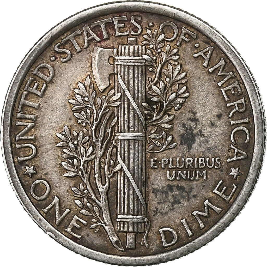 United States, Dime, Mercury, 1916, U.S. Mint, Silver, EF(40-45), KM:140