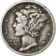 United States, Dime, Mercury, 1918, U.S. Mint, Silver, VF(30-35), KM:140