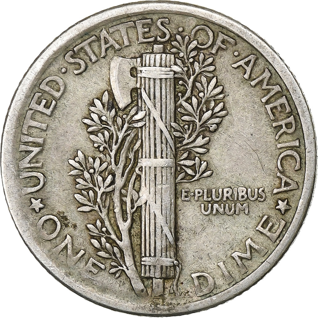 United States, Dime, Mercury, 1917, U.S. Mint, Silver, EF(40-45), KM:140