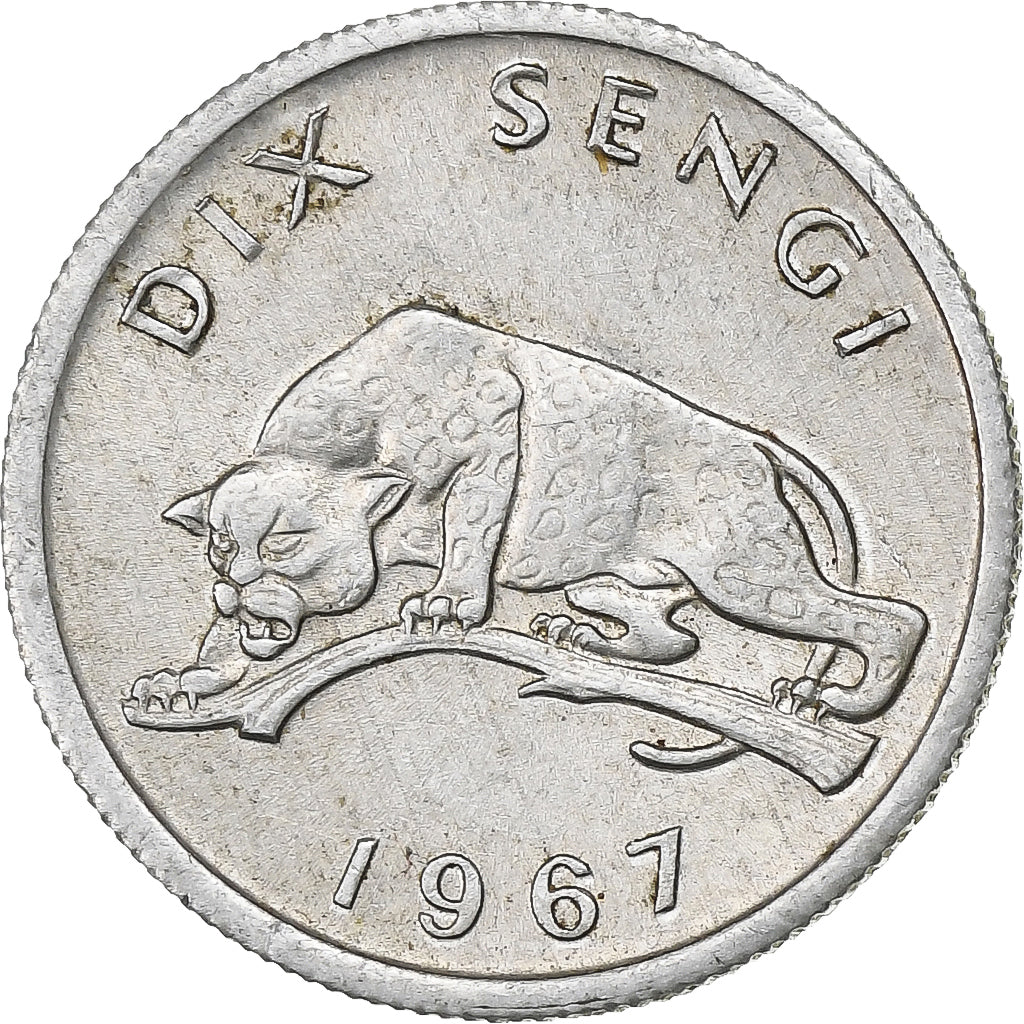 CONGO, DEMOCRATIC REPUBLIC, 10 Sengis, 1967, Aluminium, SS, KM:7
