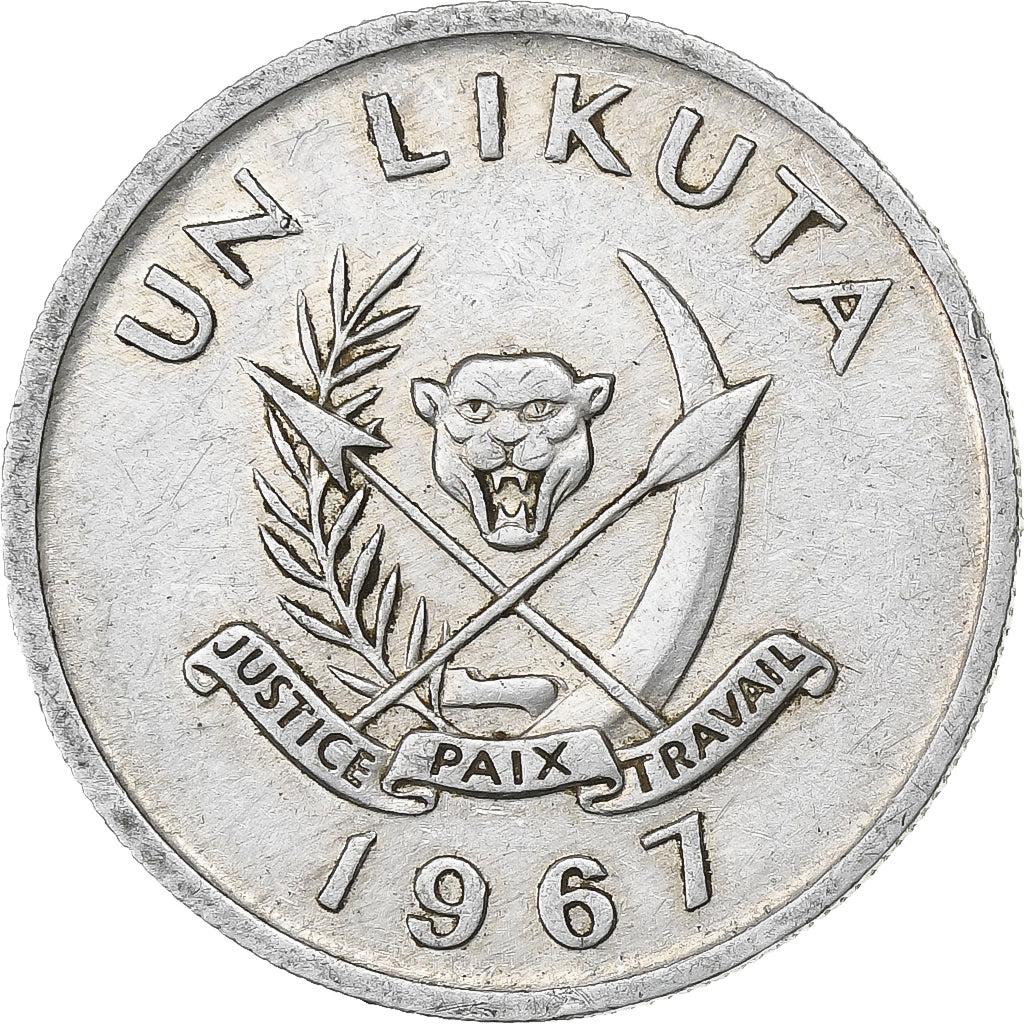 CONGO, DEMOCRATIC REPUBLIC, Likuta, 1967, Aluminum, EF(40-45), KM:8