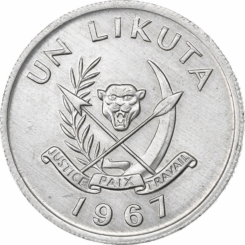 CONGO, DEMOCRATIC REPUBLIC, Likuta, 1967, Aluminium, SS+, KM:8