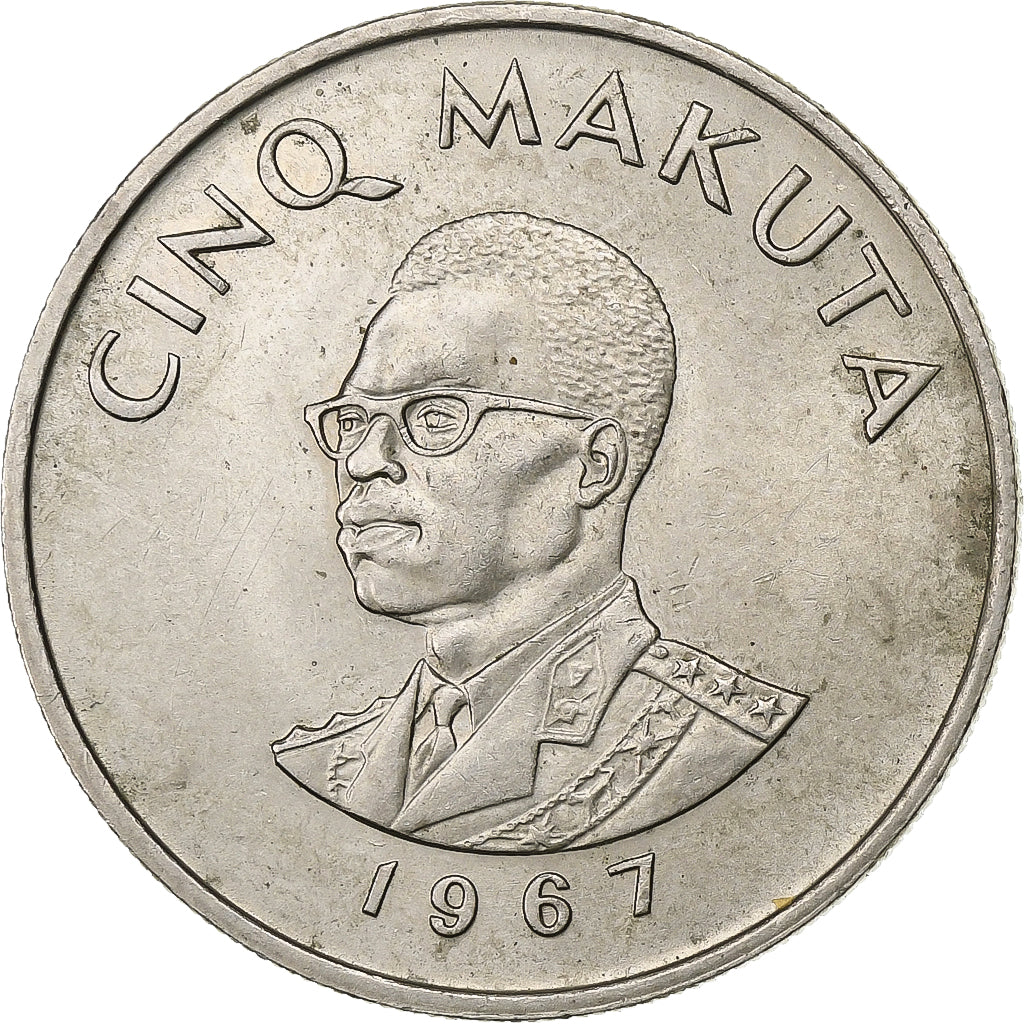 CONGO, DEMOCRATIC REPUBLIC, 5 Makuta, 1967, Kupfer-Nickel, SS+, KM:9