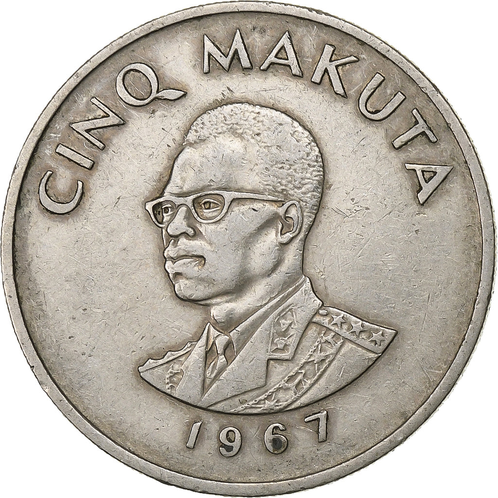CONGO, DEMOCRATIC REPUBLIC, 5 Makuta, 1967, Kupfer-Nickel, SS, KM:9