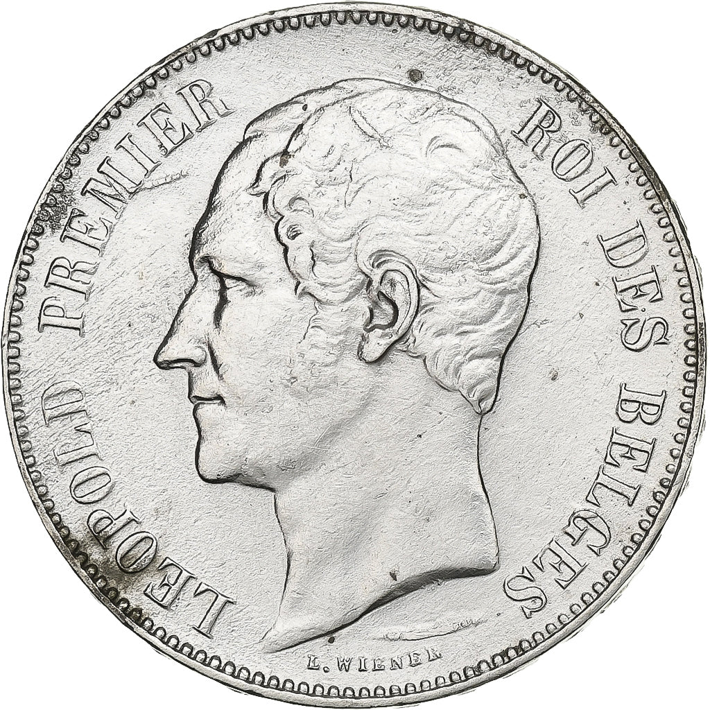 Belgia, Leopold I, 5 Francs, 5 Frank, 1851, Bruxelles, Srebro, EF(40-45), KM:17