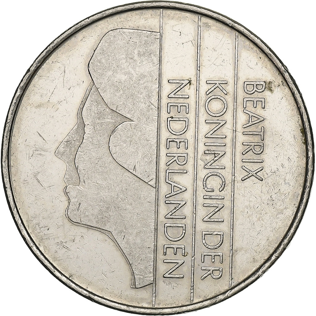 Holandia, Beatrix, 2-1/2 Gulden, 1986, Nikiel, AU(50-53), KM:206