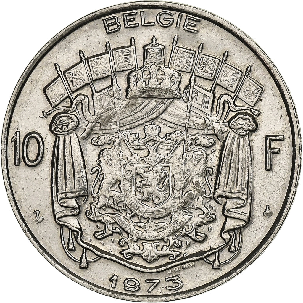 Belgien, Baudouin I, 10 Francs, 10 Frank, 1973, Brussels, Nickel, VZ, KM:156.1
