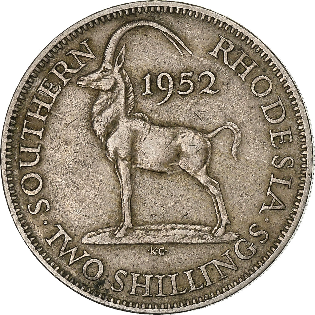 Rhodesia del Sud, George VI, 2 Shillings, 1952, Rame-nichel, BB, KM:23