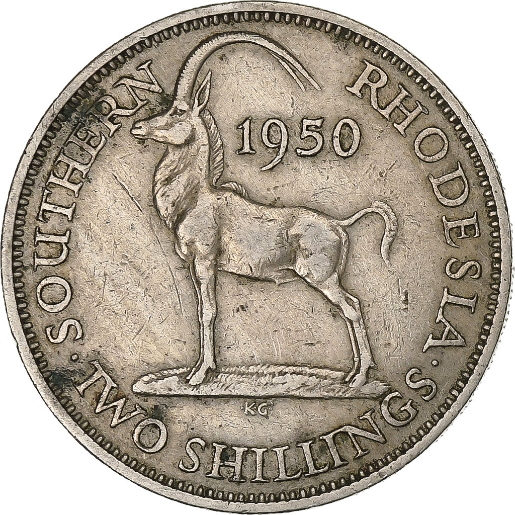 Rhodesia del Sud, George VI, 2 Shillings, 1950, Rame-nichel, BB, KM:23