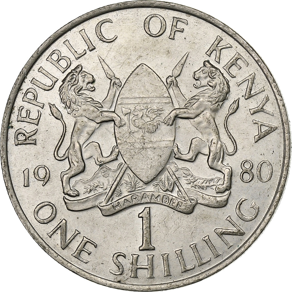 Kenya, Shilling, 1980, British Royal Mint, Copper-nickel, AU(50-53), KM:20