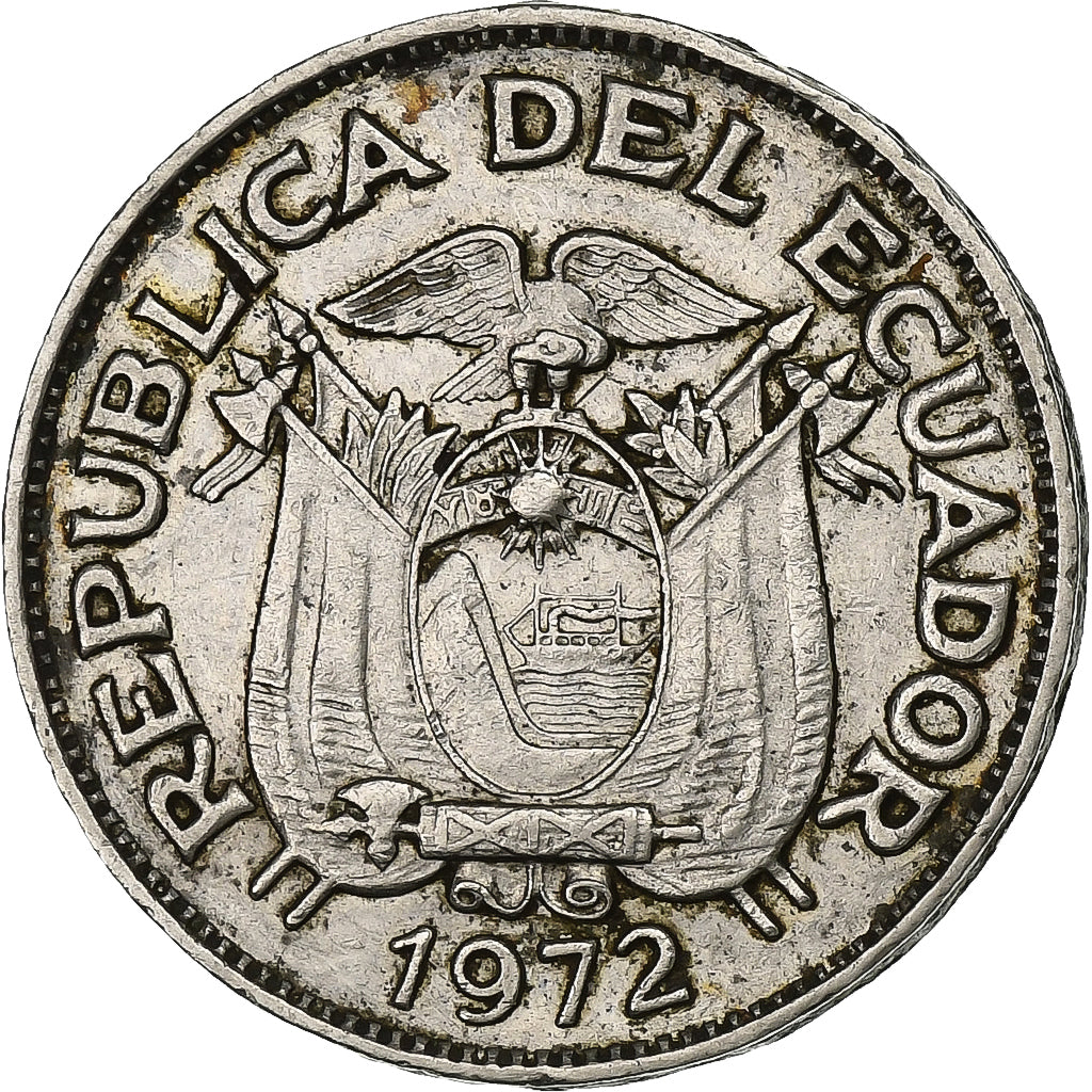 Ecuador, 20 Centavos, 1972, Nickel Clad Steel, EF(40-45), KM:77.1c