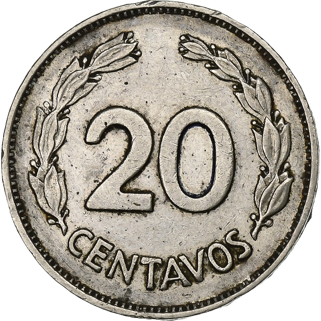 Ecuador, 20 Centavos, 1972, Nickel Clad Steel, EF(40-45), KM:77.1c