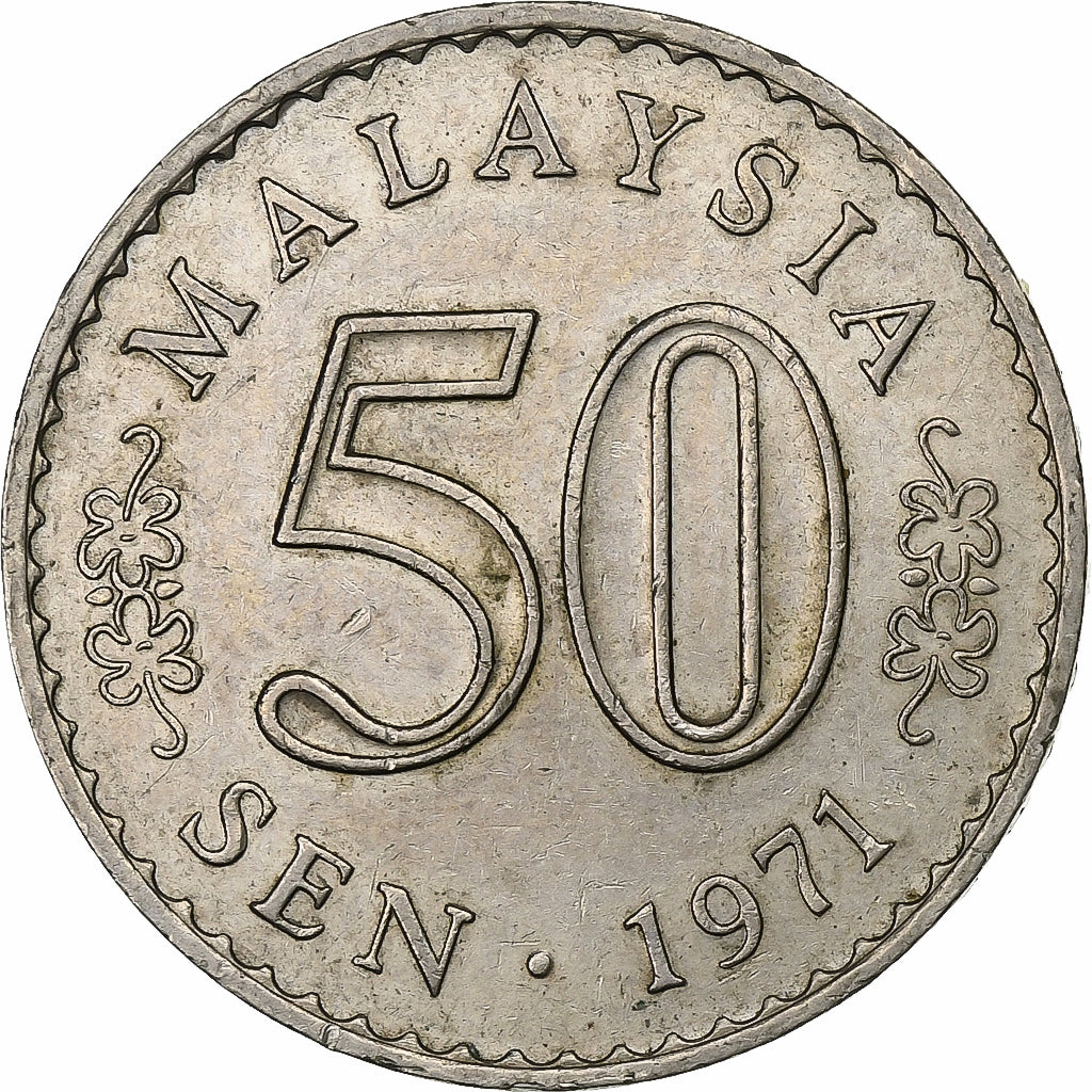 Malaysia, 50 Sen, 1971, Franklin Mint, Copper-nickel, AU(50-53), KM:5.3