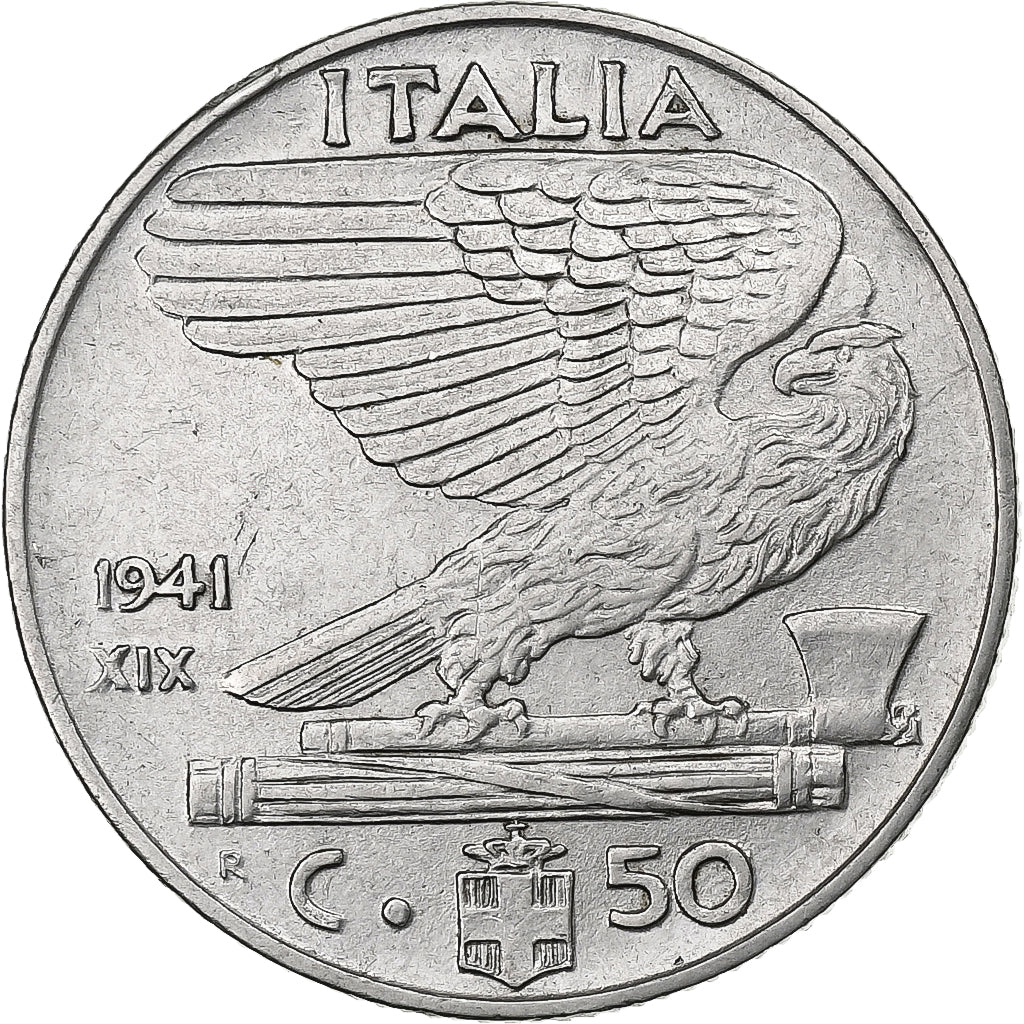 Italie, Victor-Emmanuel III, 50 Centesimi, 1941, Rome, Acier inoxydable, TTB