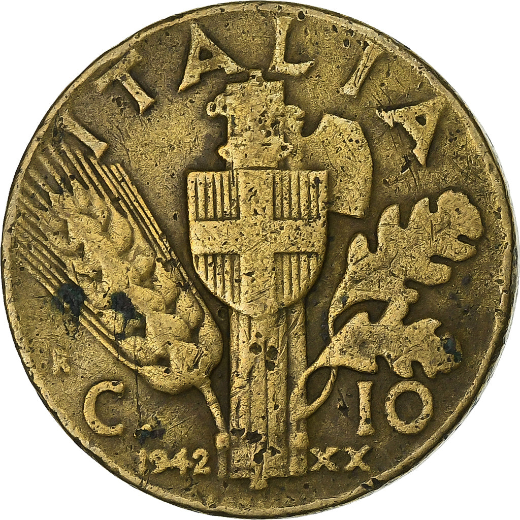 Italië, Vittorio Emanuele III, 10 Centesimi, 1942, Rome, Aluminum-Bronze, FR